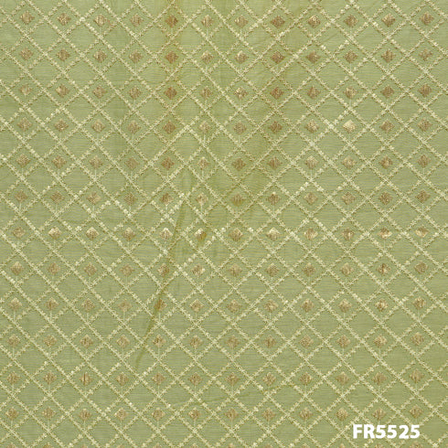 Embroidered Sequins Chanderi Silk Fabric-5525